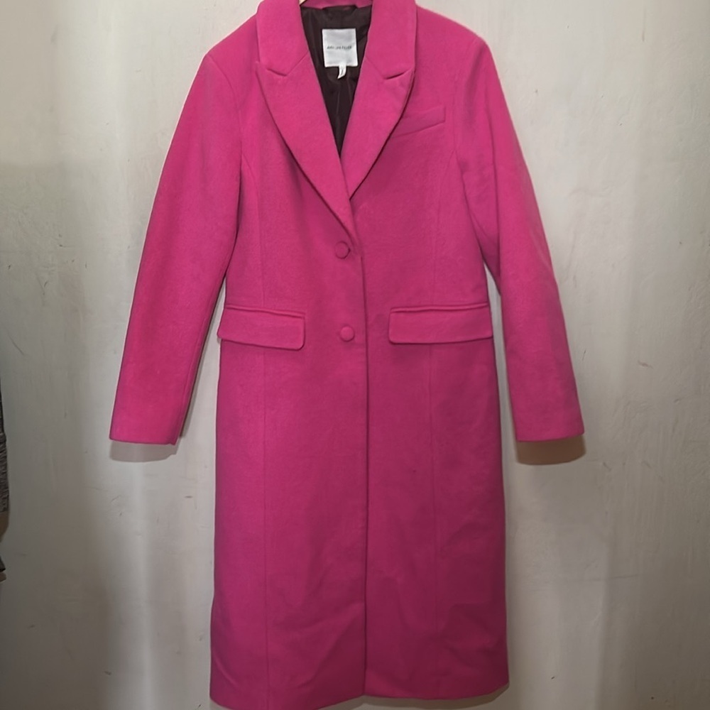 Avec Les Filles Longline Coat in Fuchsia Size Large NWOT - Picture 3 of 8